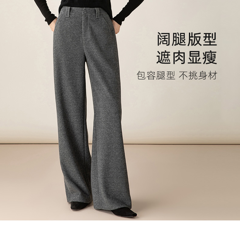 Quần tây nữ dệt kim len acetate Xinge dáng suông ống đứng, chất liệu dày dặn mùa thu đông — màu xám chi tiết 16