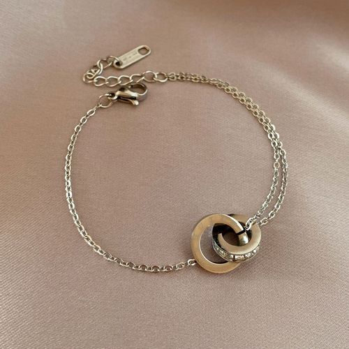 Titanium steel bracelet Japanese and Korean Roman non-fading rose gold Roman numeral double ring bracelet ins personalized bracelet