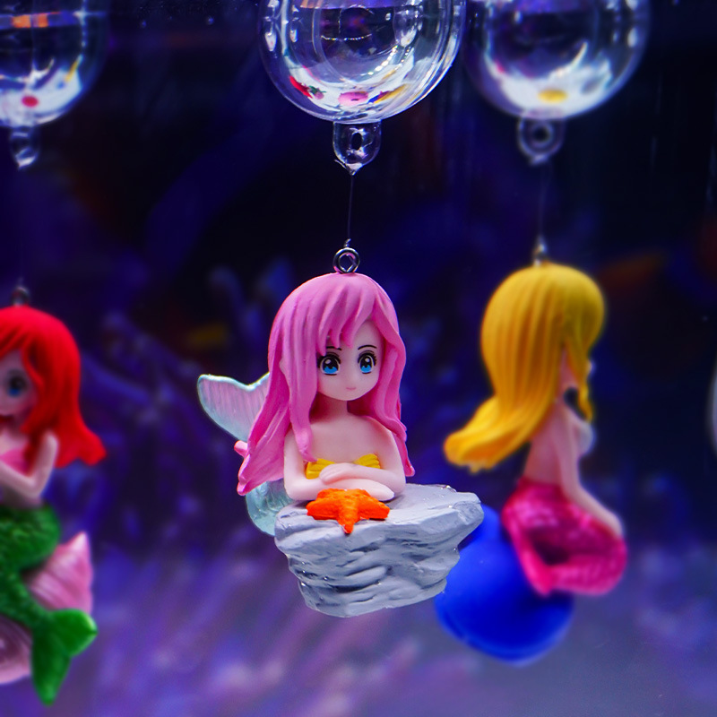 Fish Tank paisaje suspendido Shell sirena sala de estar viendo Little Red Book Red carácter decoración interior adornos flotantes