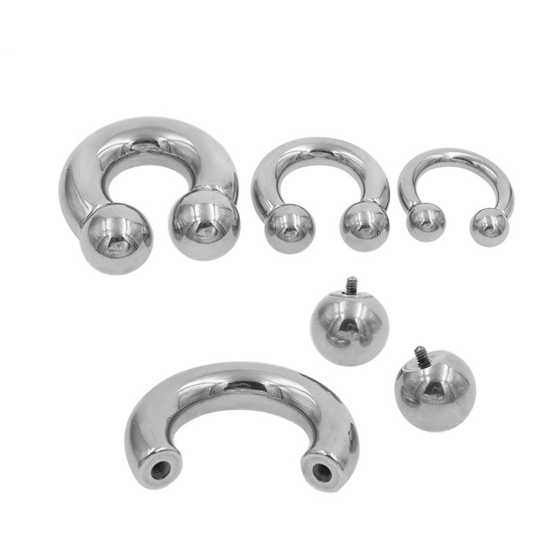 Stainless Steel U-Shaped Horseshoe Large Size Inner and Outer Teeth Earrings Nose Ring Breast Ring Cross Border Auricle Punk Genital