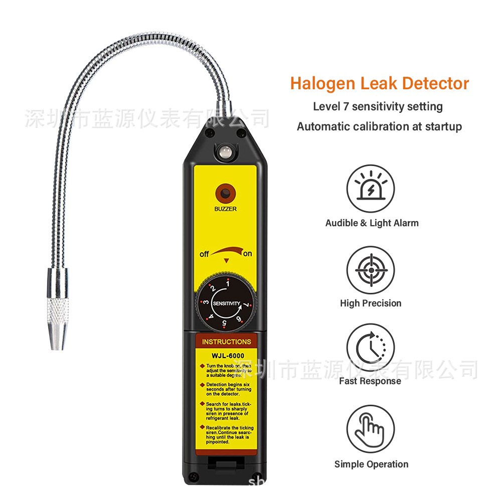 Wjl-6000 Car Leak Detector Halogen Leak Detector Refrigerant Air Conditioning Leak Detector Refrigerant Gas Tester