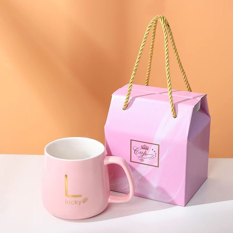 情侣对杯结婚回礼伴手礼陶瓷杯子家用水杯刻字马克杯带盖勺咖啡杯|undefined