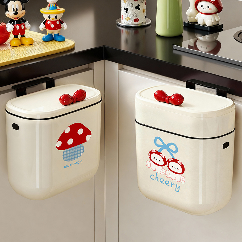 Dopamine Wall-Mounted Trash Can with Lid, Large Capacity, High Appearance, No Bending, Wall-Mounted Kitchen Bathroom Household Paper Basket