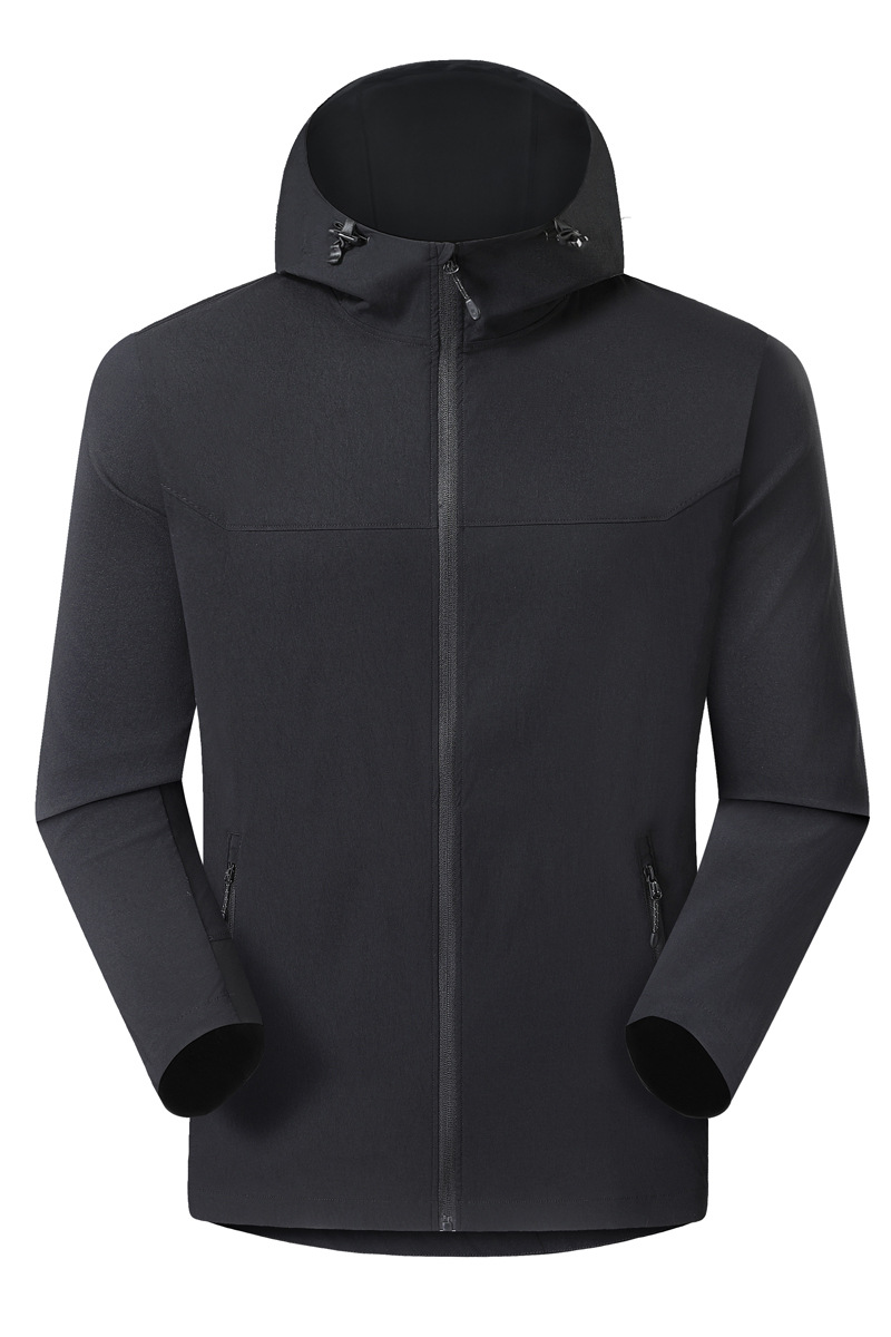 Chaqueta de asalto ligera de un solo golpe con capuchón delgada a prueba de viento impermeable al aire libre transpirable caminata chaqueta de montaña hombre