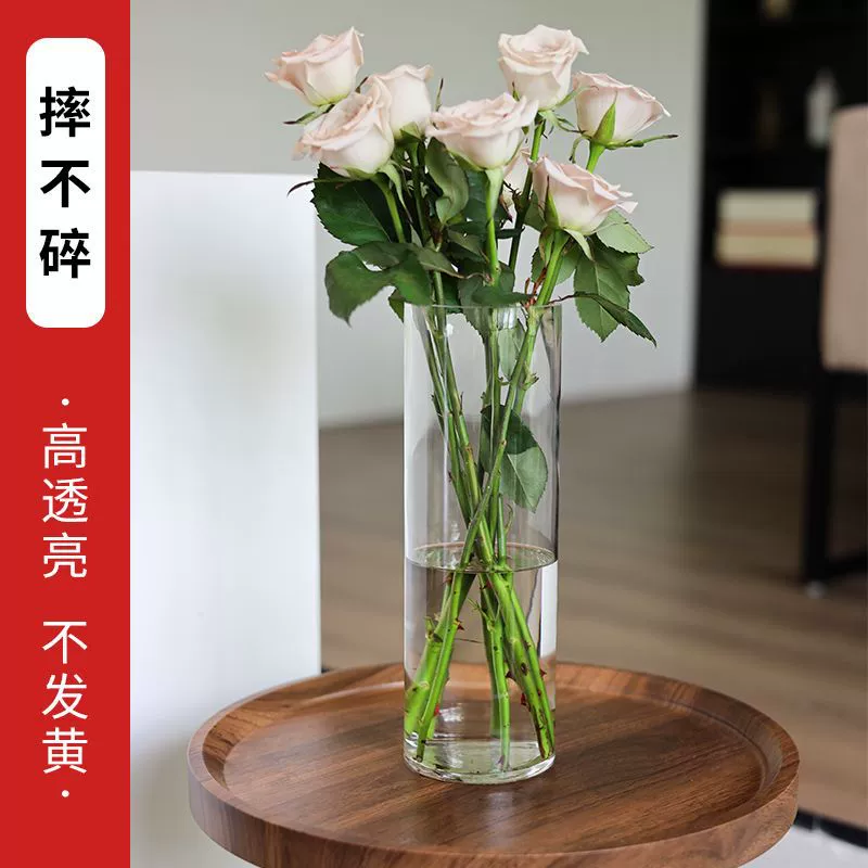 Акриловая ваза с защитой от падения, гидропонная цветочная композиция, богатый бамбук, прозрачный прямой цветок, украшение для гостиной, небольшой напольный настольный компьютер