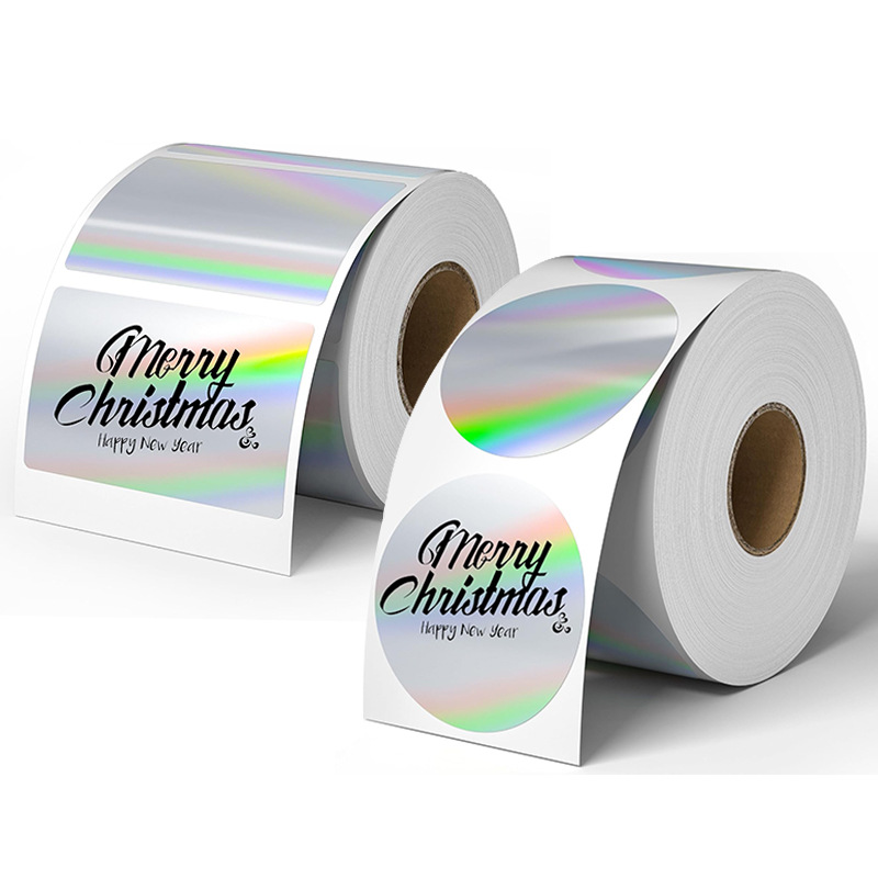 Etiqueta de plata láser térmica transfronteriza de Amazon Etiqueta adhesiva de sellado Etiqueta reflectante Etiqueta adhesiva impermeable holográfica Personalización image 6
