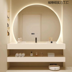 浴室双层岩板浴室柜一体组合无缝陶瓷酒店民宿洗漱卫生间洗脸盆用