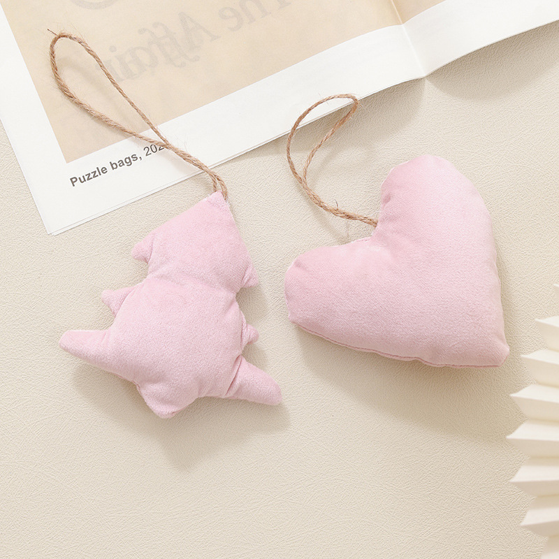 Colgante de árbol de Navidad de madera coreano rosa rojo oscuro peluche con colgante DIY material paquete decoración de Navidad