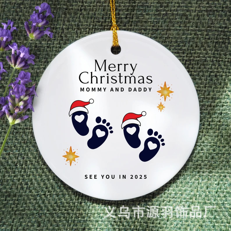 Colgante de árbol de Navidad Merry Mommy y Daddy explosivo transfronterizo para futuros padres