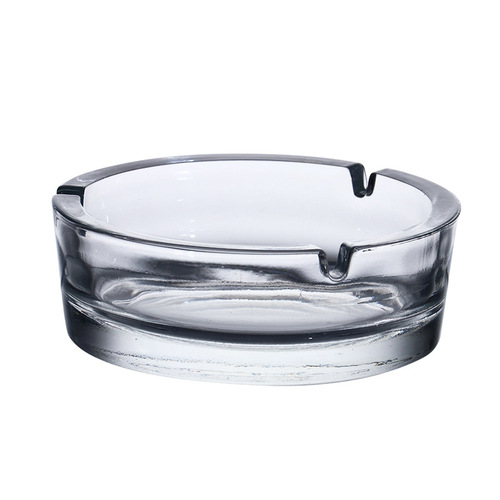 Creative transparent round glass ashtray household round ashtray office desk multi-slot ashtray thick ashtray