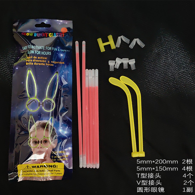 Fábrica directa de gafas de conejo luminoso regalos de vacaciones padres e hijos fiesta de cumpleaños de moda creativa juguetes luminosos DIY