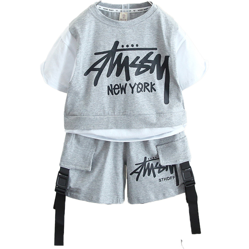 5146 Traje para niños Ropa de verano para niños 2025 Nuevo estilo Estilo occidental Bebé Verano Manga corta Ropa fresca y atractiva para niños de moda