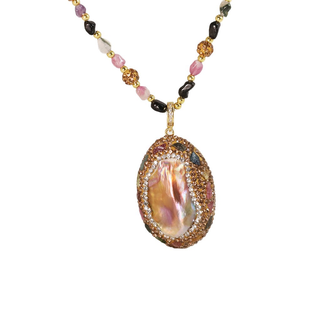 Collar de perlas naturales nicho alta sensación barroco de agua dulce llave mujer chapado a mano oro 18k joyas de color