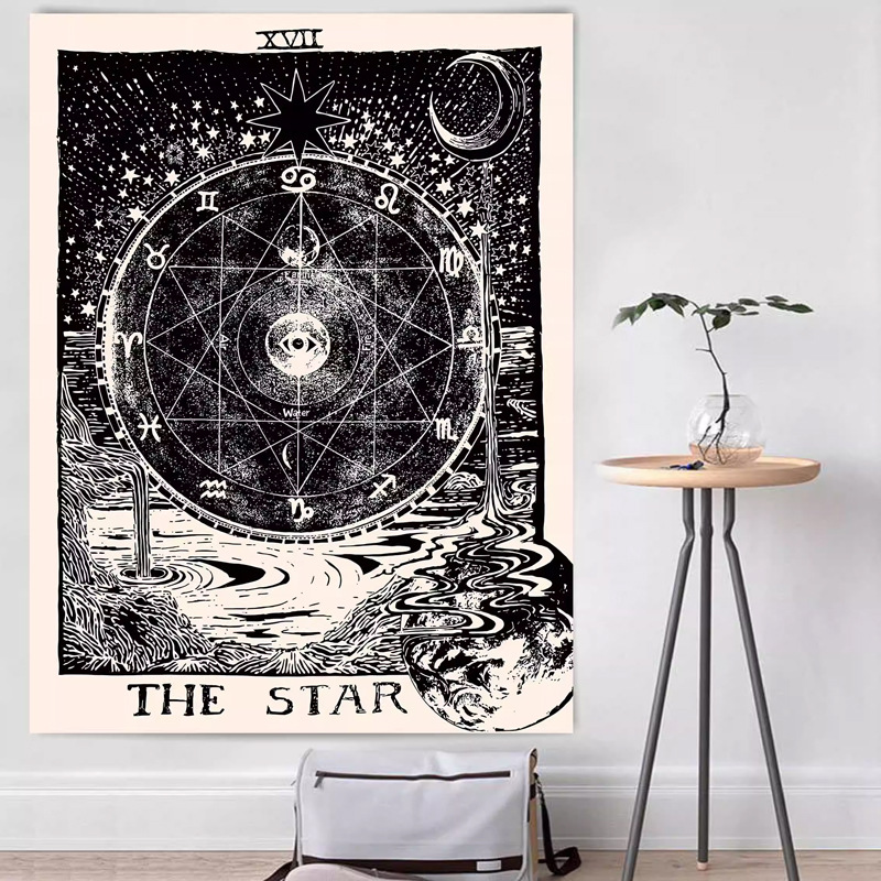 塔罗牌星象ins挂布异域挂毯天使 月亮墙壁装饰星空直播背景布桌布