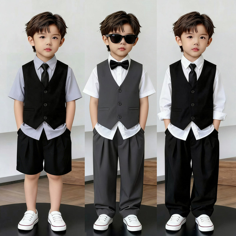 Boys' Suit Set for Summer, Stylish Children's Host Outfit, Casual Flower Boy Birthday Recital Graduation Performance Clothing Boys' Suit Set for Summer, Stylish Children's Host Outfit, Casual Flower Boy Birthday Recital Graduation Performance Clothing