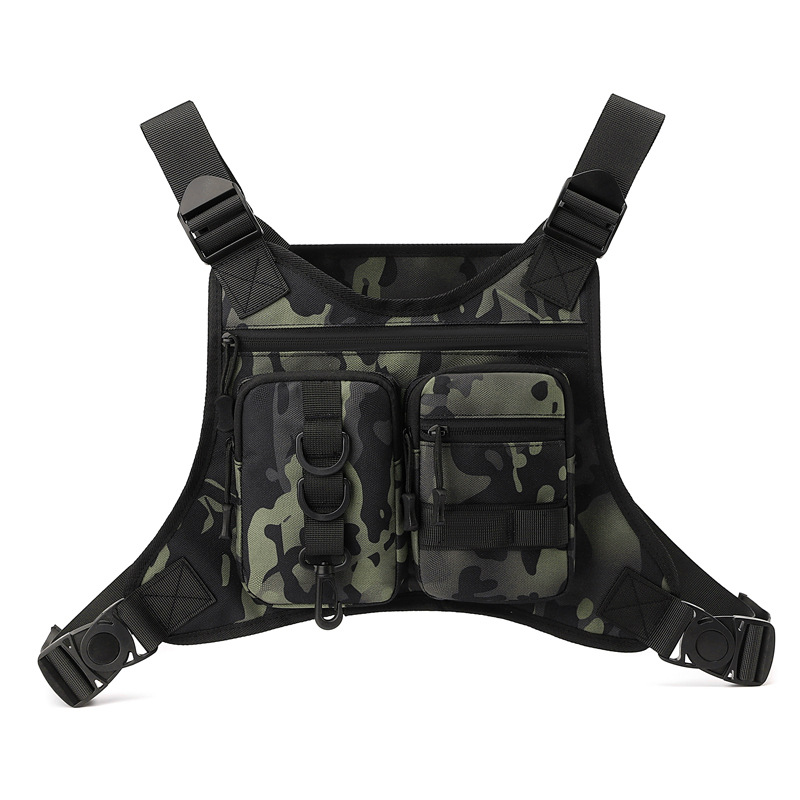Cross-border outdoor vest chest bag for men, tactical vest bag for military enthusiasts, multifunctional sports training chest bag