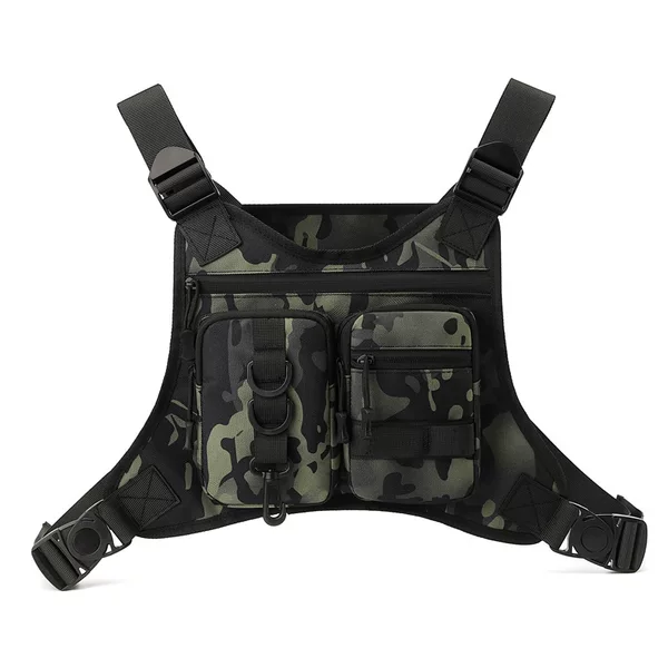 Cross-border outdoor vest chest bag for men, tactical vest bag for military enthusiasts, multifunctional sports training chest bag
