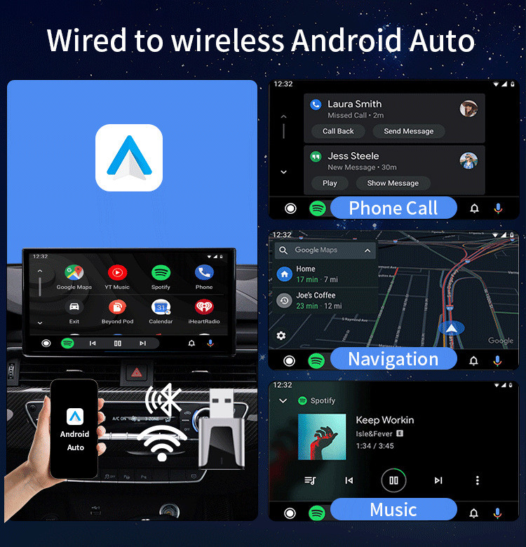 Mini USB Wireless Carplay Smart Car Box Suitable for iPhone and Android Auto