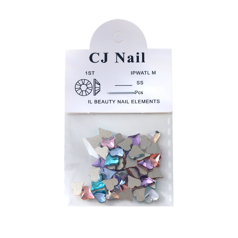Arte de uñas Crooked Heart Diamond Flat Crystal Love Diamond Mini tamaño pequeño diamante de color mágico Super Flash diamante plano 10 piezas tienda mixta image 7