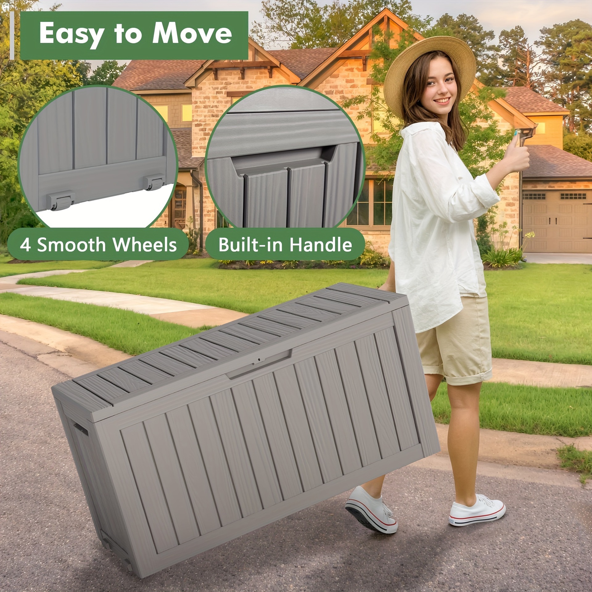 32/72/100 Gallon Deck Box Lockable Resin Indoor Outdoor Transfronterizo