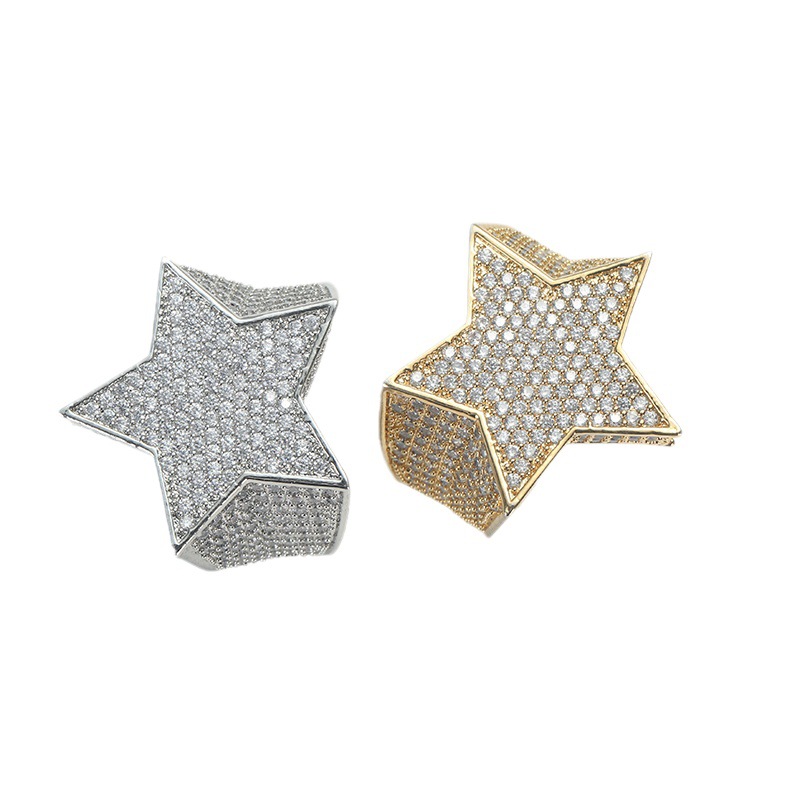 Transfronterizo nuevo anillo de estrella de cinco puntas para hombres anillo de estrella Hip Hop bronce anillo de estrella al por mayor personalizado image 6