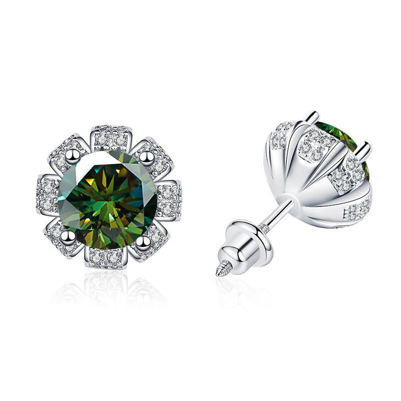 925 plata esterlina moissan piedra pendientes mujeres nuevos pendientes de ocho puntas simple pendientes de alta sensación chapado en oro pt950 al por mayor