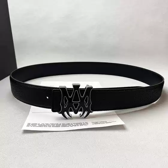 Trendy Men's Genuine Leather Belt Lychee Texture Belt Korean Style Casual Business Cowhide Waistband for Middle-Aged and Young Men