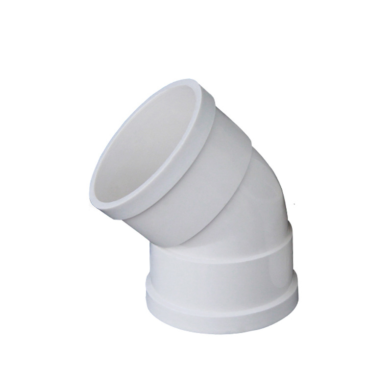 PVC codo de 45 grados curva recta bajante accesorios de drenaje plástico semi-curva pequeña curva accesorios de tubería de drenaje especificación completa