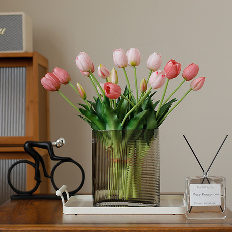 Bulk Tulips Soft glue 5 branches tied Tulip home desktop decoration wedding brid