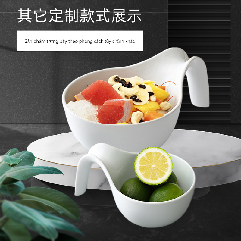 Taza de cerámica en forma de flor con mango Tazón de cocina occidental Tazón pequeño Taza medidora horneada en horno Taza de pudín de yogur Tazón de aderezo para ensaladas