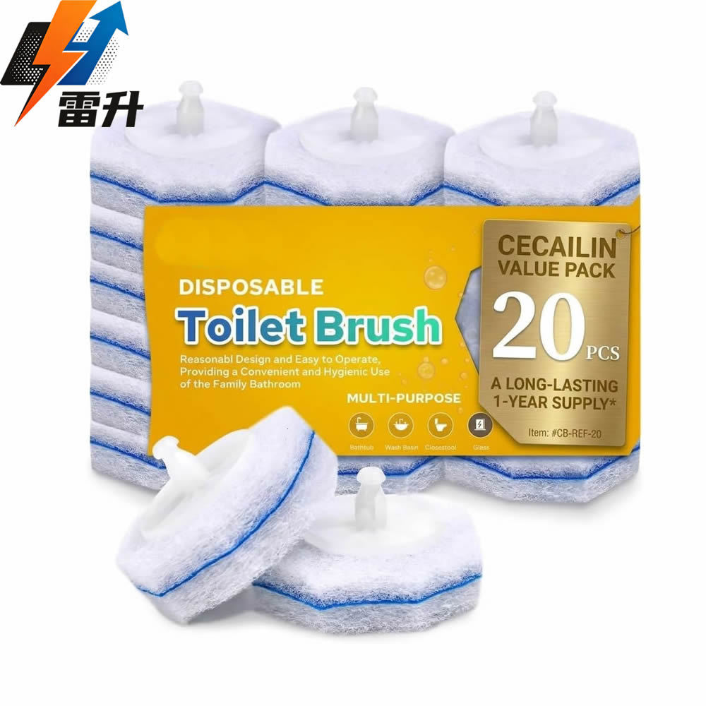 Leisheng Wholesale Cross-Border Disposable Toilet Brush Replacement Head with Long Handle, No Dead Spots, Fiber Cotton, Compatible with Clorox