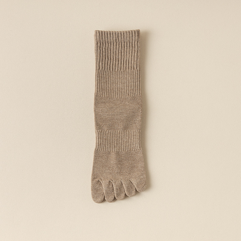 Calcetines de cinco dedos para mujer, calcetines hasta la pantorrilla, otoño e invierno, calcetines finos antibacterianos deportivos con puntera para mujer, calcetines de algodón con