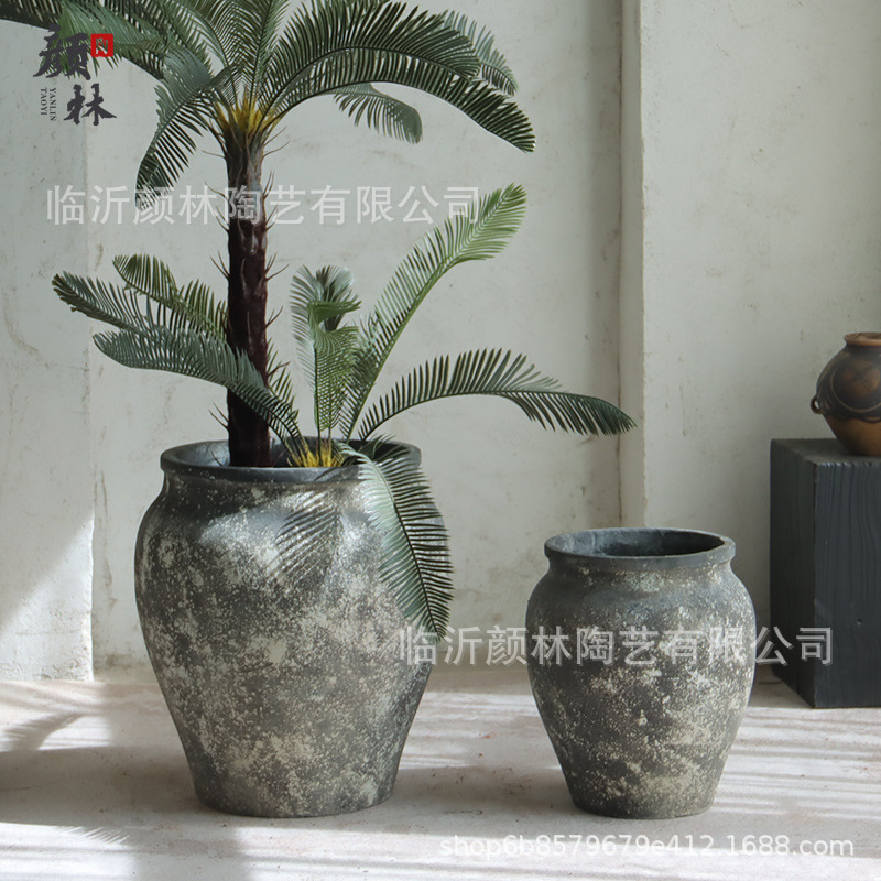 Gran tamaño de cemento retrógrado gran tarjeta centro comercial hotel oficina de ventas gran maceta de plantación verde decoración residencial