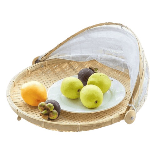 Mesh Sieve Pest-Proof Bamboo Weaving Household Food Drying Fly-Proof Storage Basket Cotton Mesh Bamboo Basket for Mantou