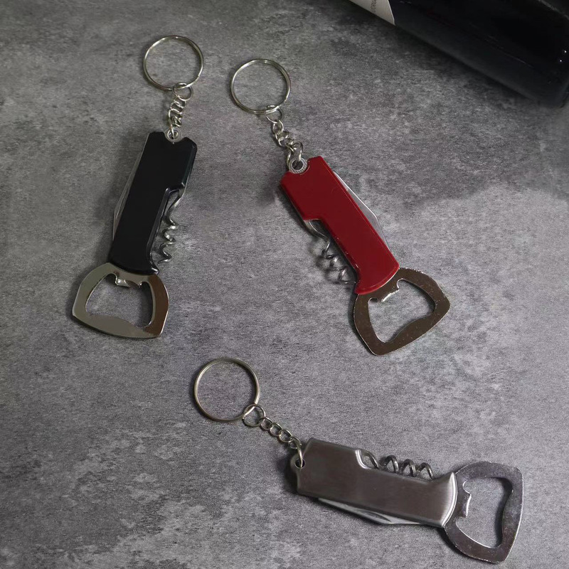 Outdoor Multifunctional Knife Portable Keychain Knife Stainless Steel Red Wine Beer Bottle Opener Camping Tool
