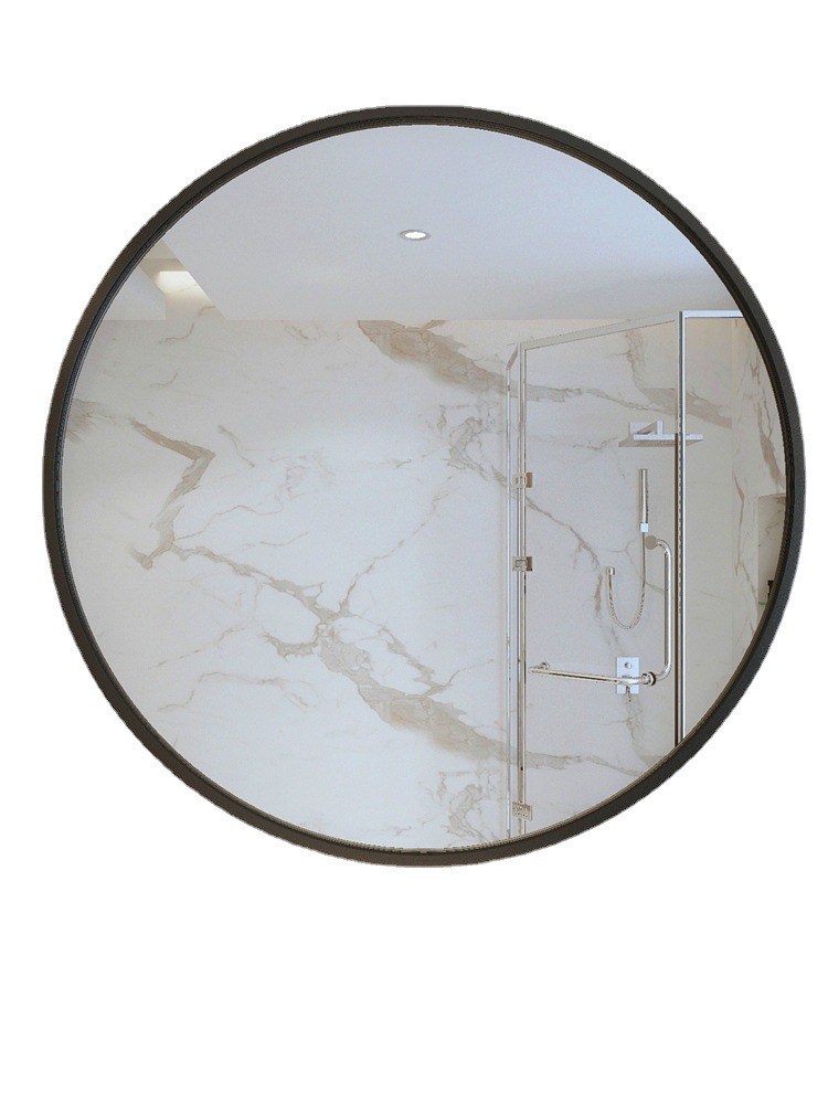 北欧简约圆形金色浴室镜家用卫生间壁挂化妆镜酒店洗手台装饰圆镜