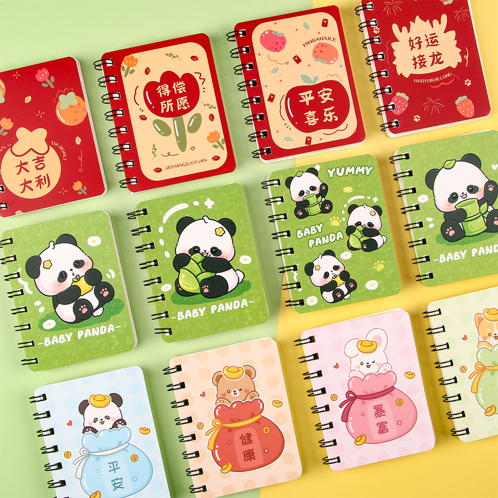 Mini libro de bobina de dibujos animados lindo libro de hojas sueltas bolsillo portátil para estudiantes cuaderno de palabras A7 al por mayor