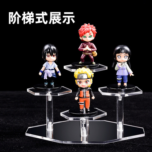 Transparent acrylic doll figure blind box display stand hexagonal ladder figure jewelry storage display display stand