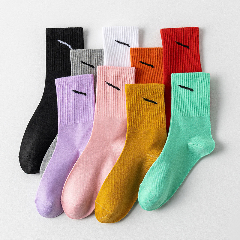 Autumn and Winter Cross-Border Shein Popular Women's Mid-Calf Socks, Slanted Socks, Sports Socks, Candy-Colored High-Top Socks, Long