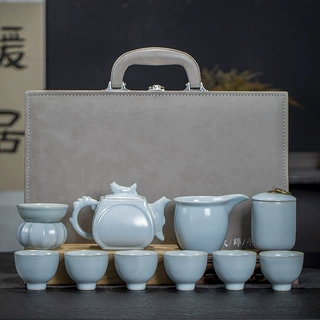 汝窑哥窑茶具套装家用整套礼盒现代陶瓷茶杯茶壶泡茶伴手礼