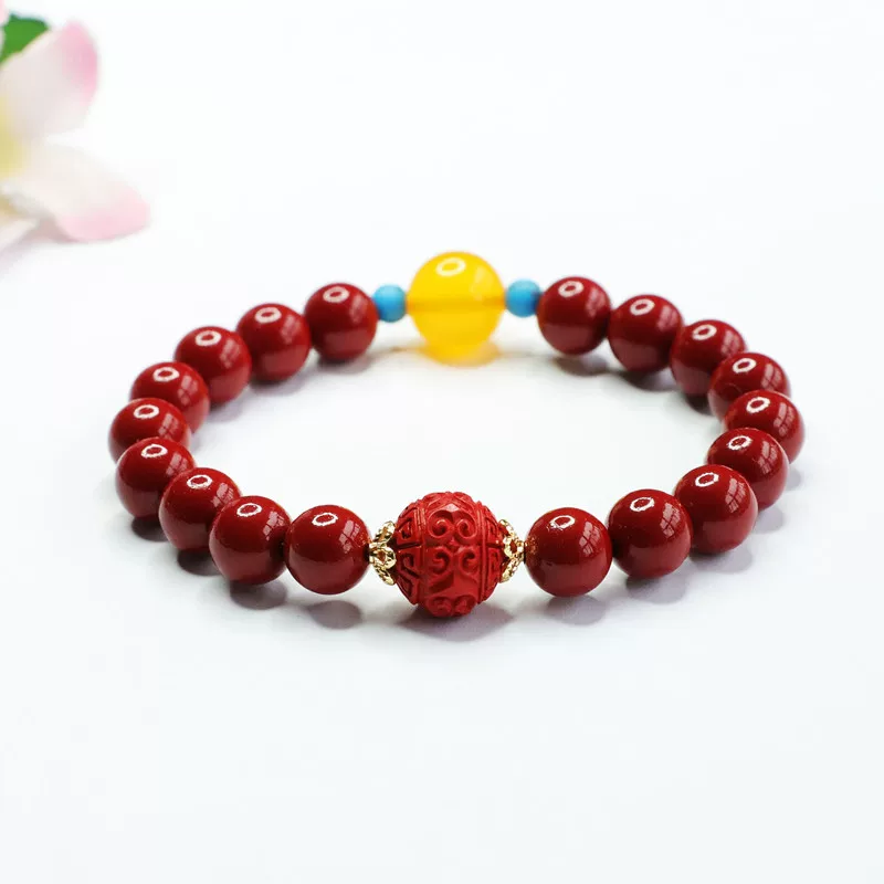 Органический агатож bracelet, циннабар