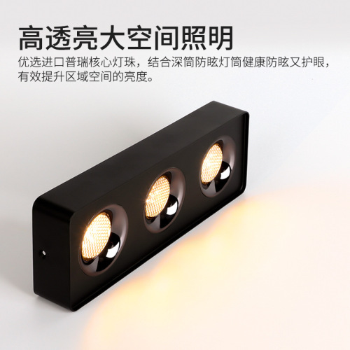 LED surface-mounted bile lamp ultra-thin anti-glare four-head spotlight living room no main light grille light square double-head bean bile lamp