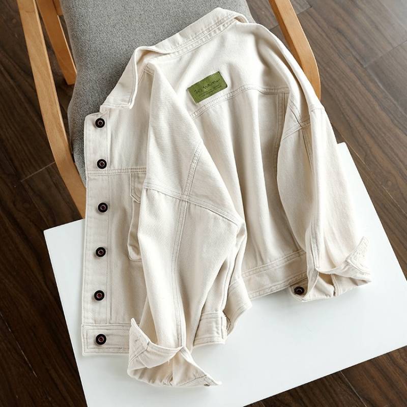White Crock Denim Coat Women's 2025 Early Spring New Casual Loose Style Short Slim Jacket Trendy Top