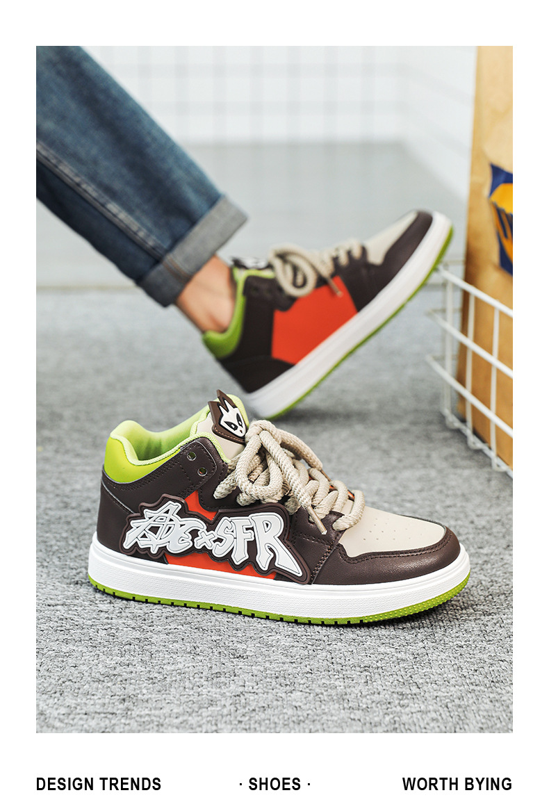 新益美 板鞋男新款小恶魔潮鞋运动时尚休闲高级板鞋