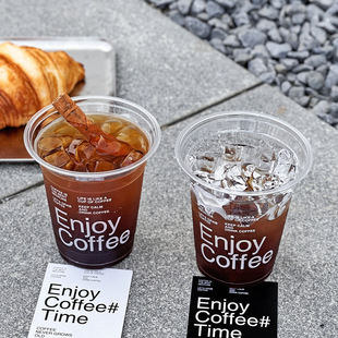 Disposable coffee cup with lid milk tea PET cup juice plastic cup special commercial take-out for cold drinks