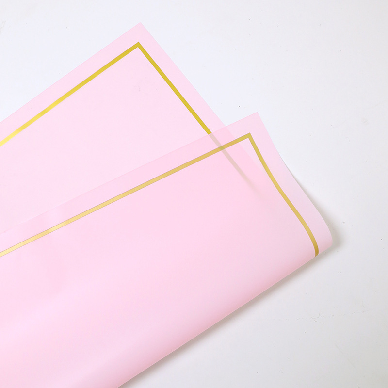 Borde dorado película de gelatina impermeable papel mate flor papel de embalaje ramo floral Día DE LA Madre material de papel de embalaje al por mayor