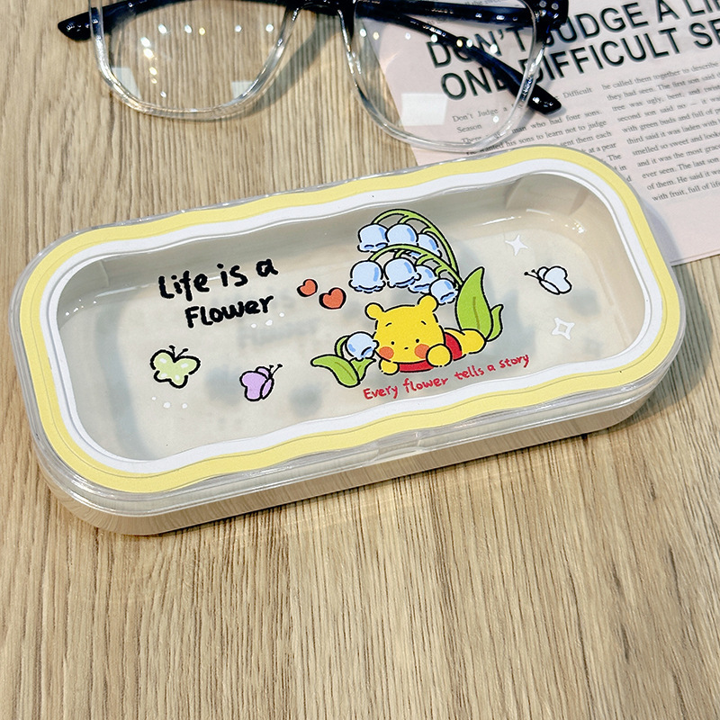 Estuche para gafas moderno con un toque de alta gama, diseño ondulado y bonito, estuche transparente portátil para gafas, estuche para gafas de miopía, estuche para gafas infantiles.