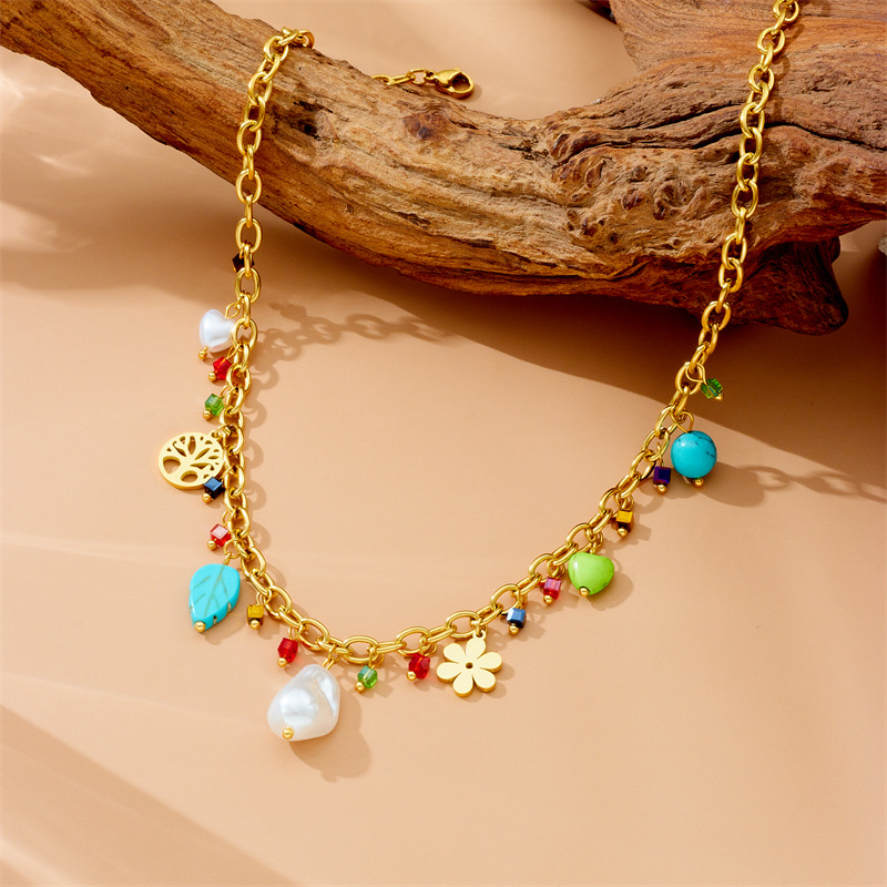 Sun Star Heart Shape 304 Stainless Steel Elegant Layered Necklaces Multi Charms Necklace display picture 2