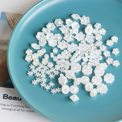 復古簡約花型純色不規則米白仿珍珠直孔手工DIY耳環耳飾材料配件