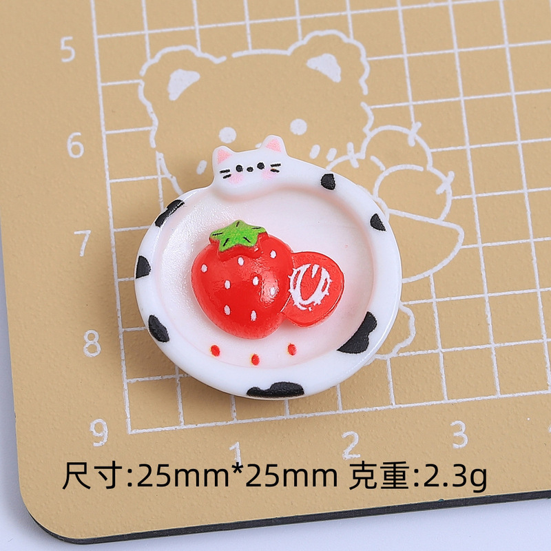 かわいい子猫フルーツプレート漫画手作り diy クリーム接着剤樹脂小物アクセサリーホール靴バックルジュエリー材料パッケージ|undefined
